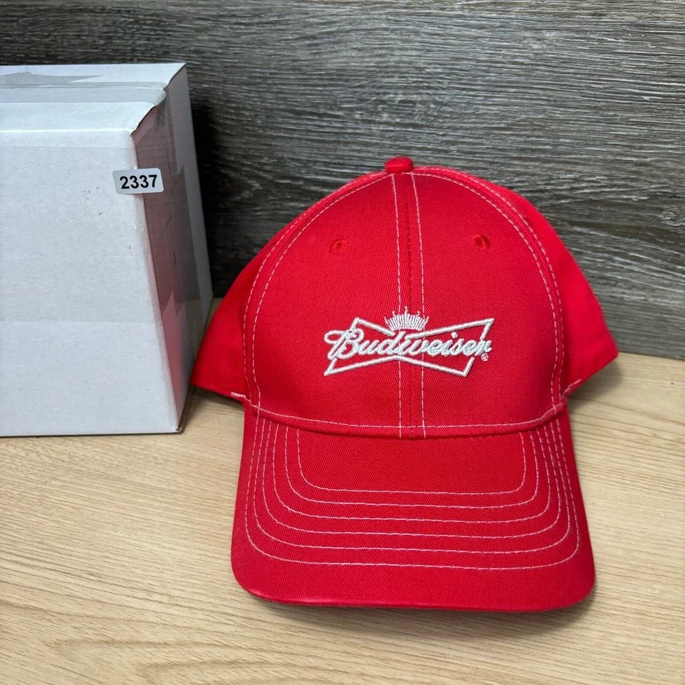 Budweiser Hat Cap Strap Back Red‎ Beer Brewing Adjustable